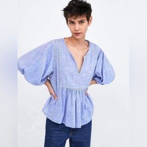 Zara S Chambray Eyelet Top